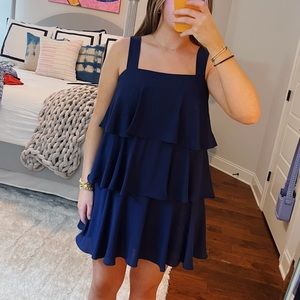 Adrienne Tiered Ruffle Mini Dress - Navy